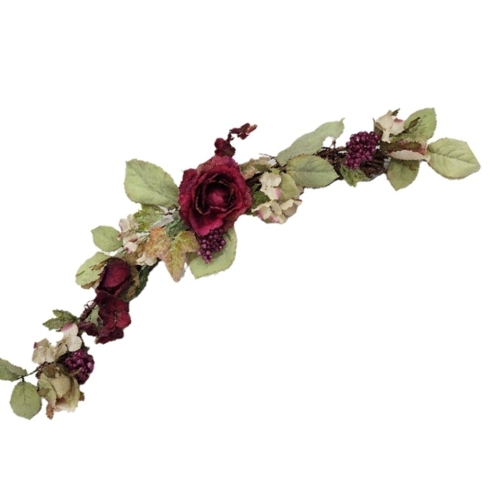 Floral Headband With Red And Green Accents